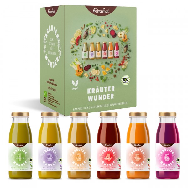 Fastendrinks 6 Flaschen Kräuterwunder Bio (1-Tageskur)